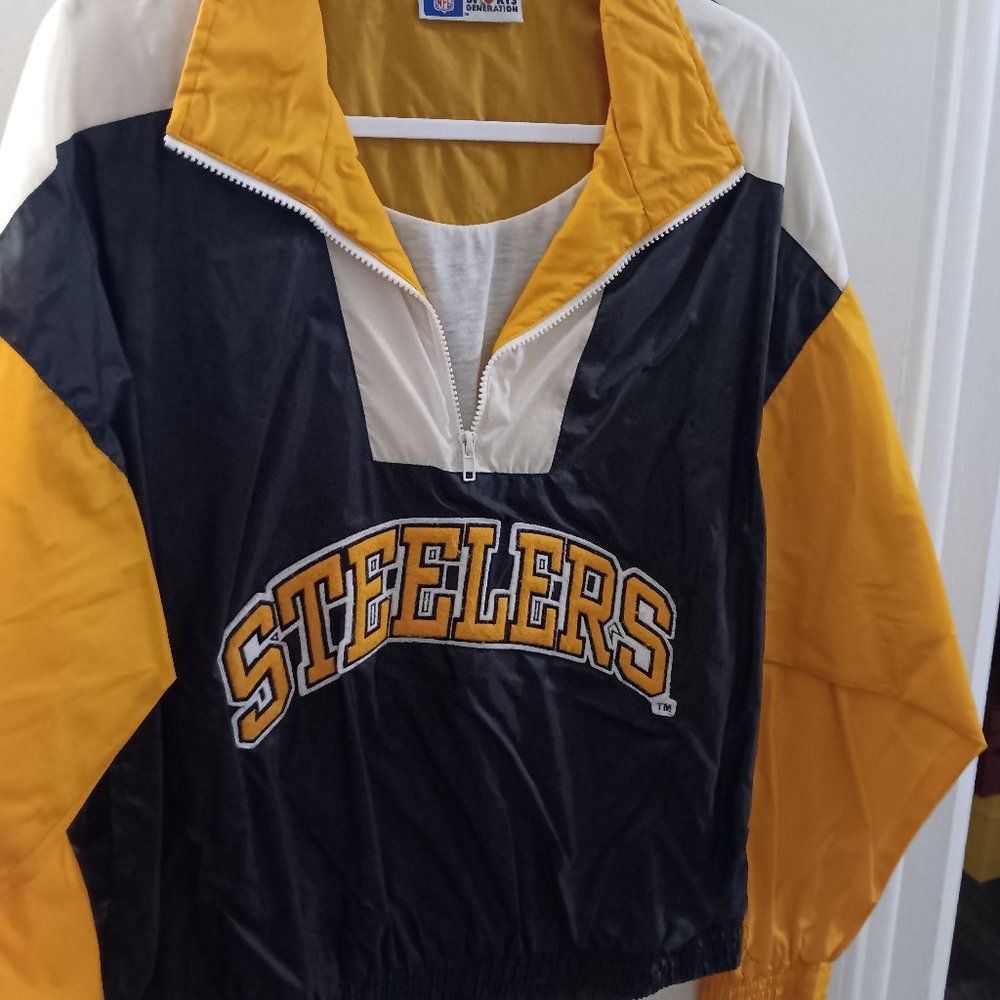 NFL  "STEELERS" NYLON PULLOVER SIZE LARGE-MEN'S OR LADIES